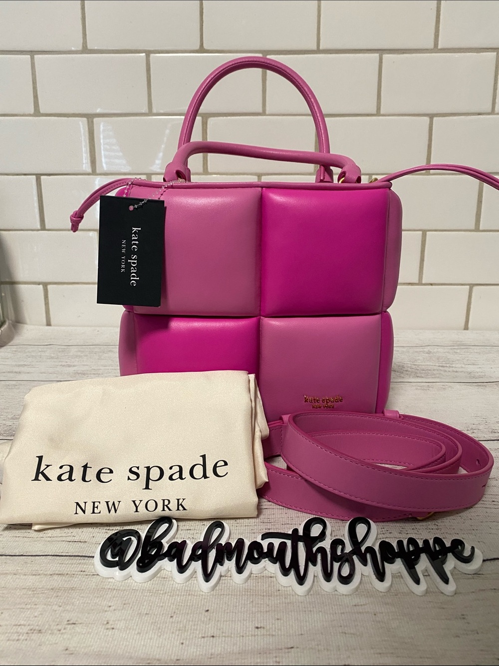 *NWT kate spade Colorblocked Small Boxxy Tote Vivid Snap Pink
